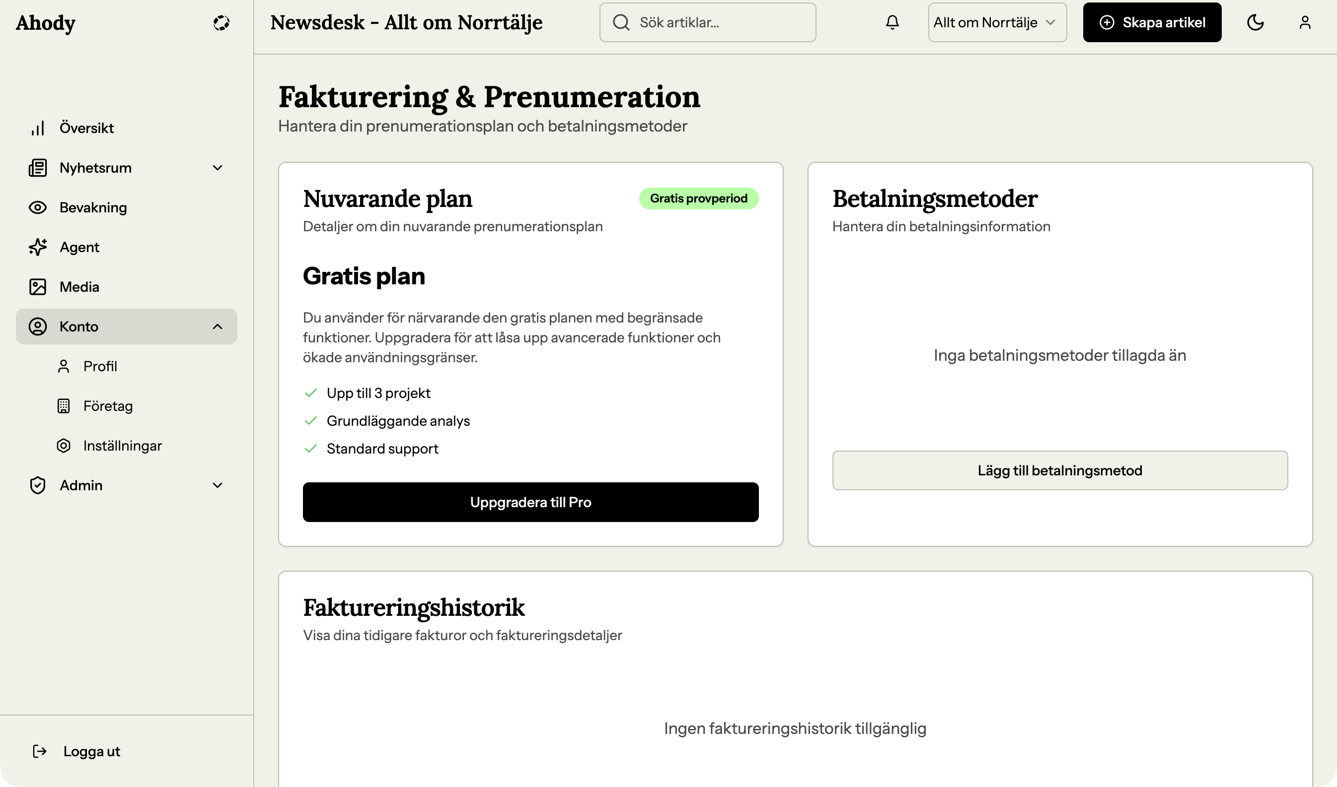 Fakturering — plan-status