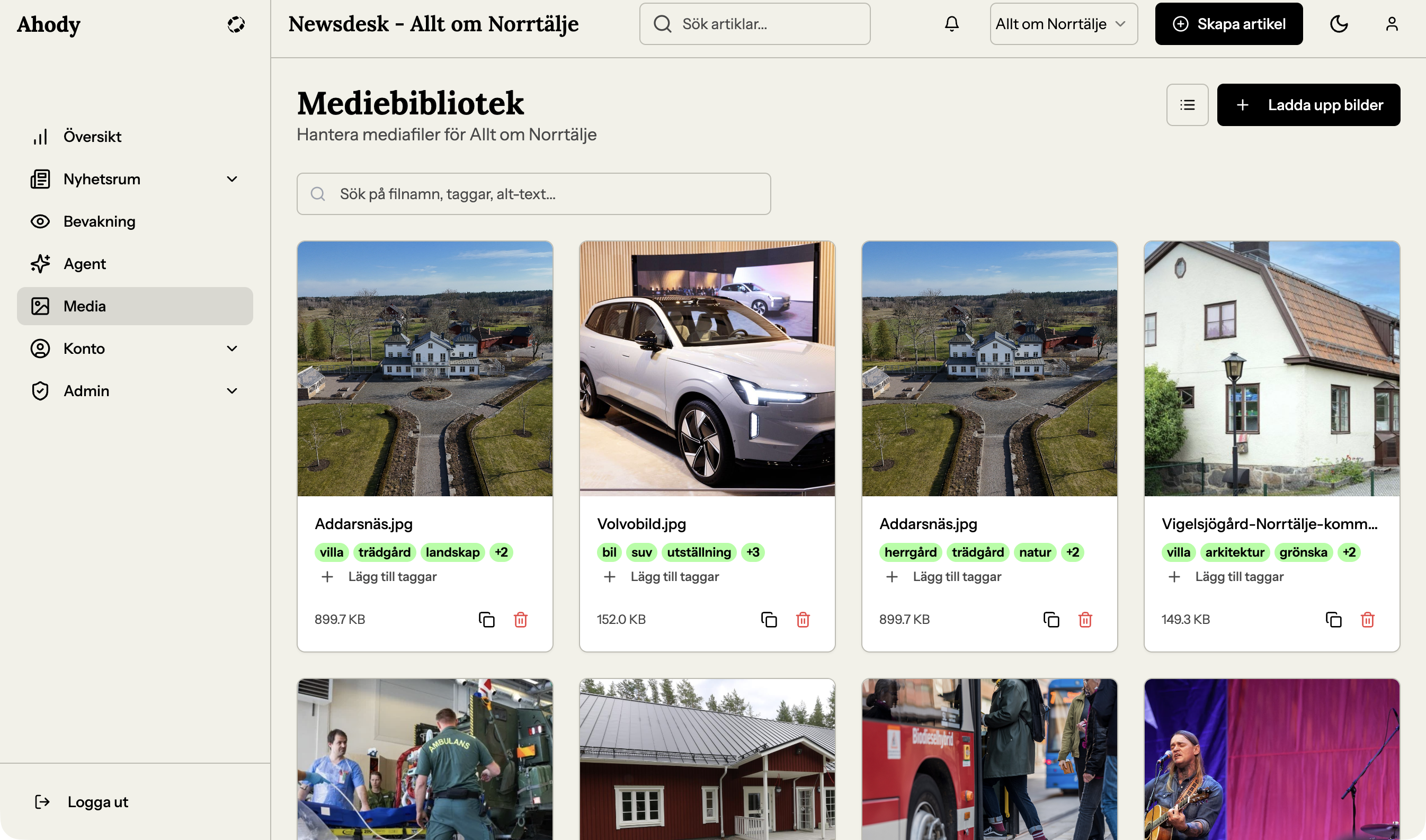 Mediebiblioteket — bulk-välj uppe